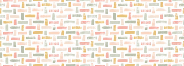 pastellfarbenes, handgezeichnetes ziegel- oder textilbannerdesign. - rattan stock-grafiken, -clipart, -cartoons und -symbole