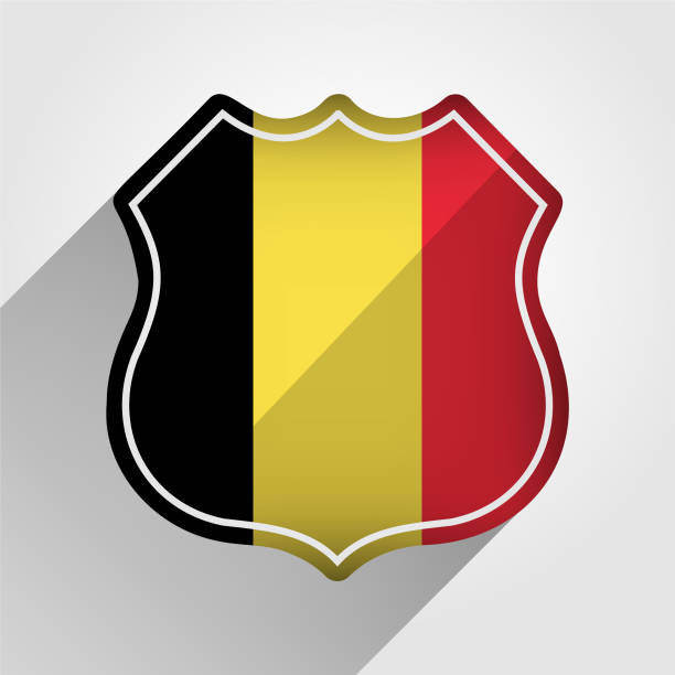 ilustraciones, imágenes clip art, dibujos animados e iconos de stock de ilustración de señal de tráfico de bandera de bélgica - belgium belgian flag flag shield