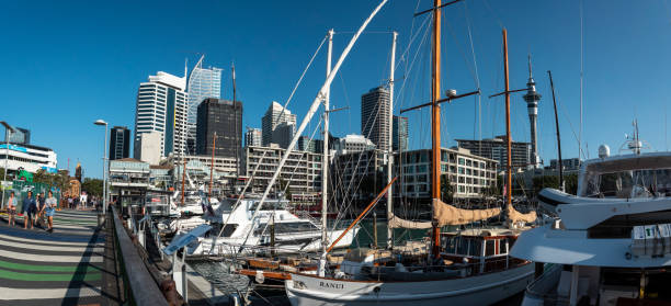 Auckland, New Zealand - January 25, 2023 - Auckland harbor during sunny summer day, New Zealand