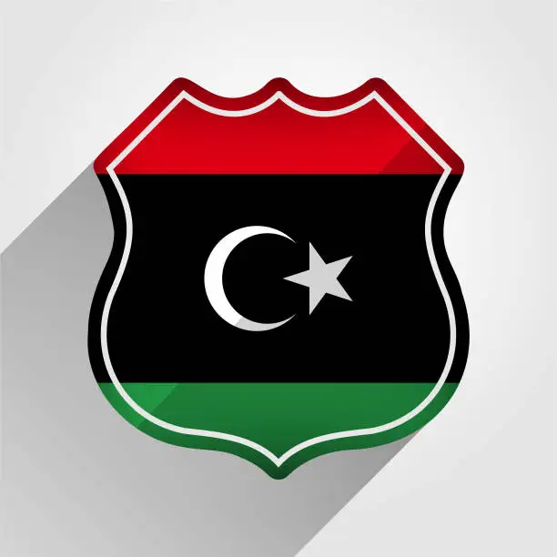 Vector illustration of Libya Flag Road Sign Illustration