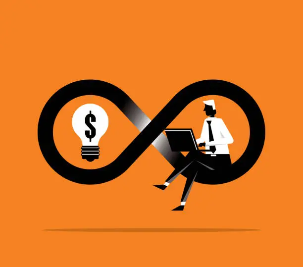 Vector illustration of Business idea - Businessman - infinity symbol