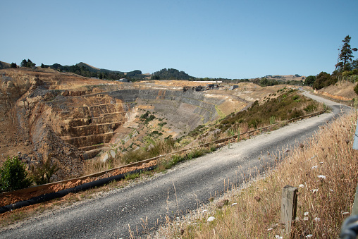 Huge mining hole at Waihi gold mine in New Zealand