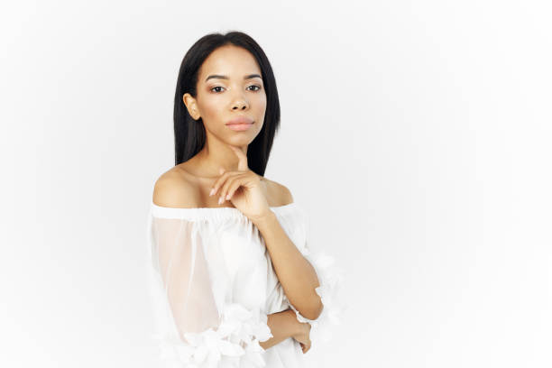 pretty african attractive look glamor cropped view. High quality photo