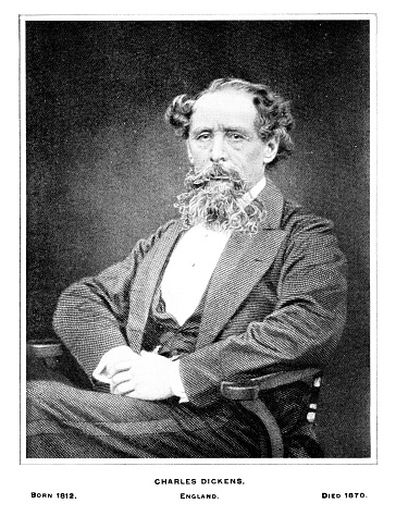 Profile portrait of Charles Dickens (February 7, 1812 –June 9, 1870) was an English novelist and journalist. Photograph engraving published 1896. Original edition is in my private collection. Copyright is in public domain.