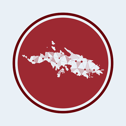Saint Thomas icon. Trendy tech logo of the island. Geometric mesh round design. Technology, internet, network, telecommunication concept. Vector illustration.