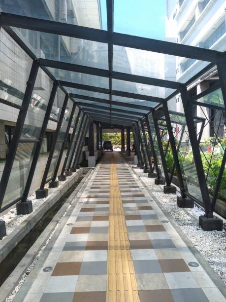 istock Pedestrian is a pedestrian path that is generally parallel to the road axis and higher than the surface of the road pavement to ensure the safety of the pedestrians concerned. 2054263568
