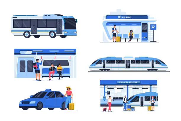 Vector illustration of People in public transport