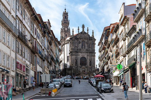 Porto, Portugal - October 6, 2023: The street view of Av. dos Aliados, Porto, Portugal.