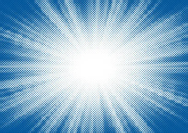 Vector illustration of Blue halftone radial background