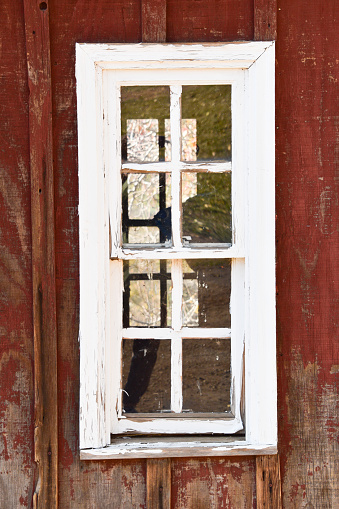 An obsolete building still shows character in its antique window settings.