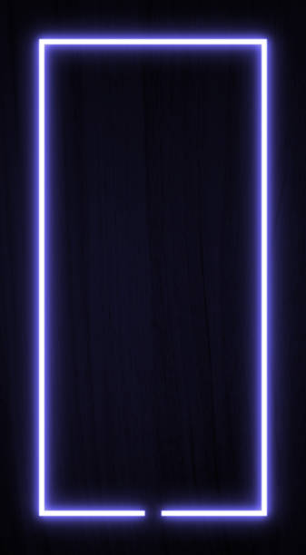 istock Dark wood wall background, blue neon light 2054495004