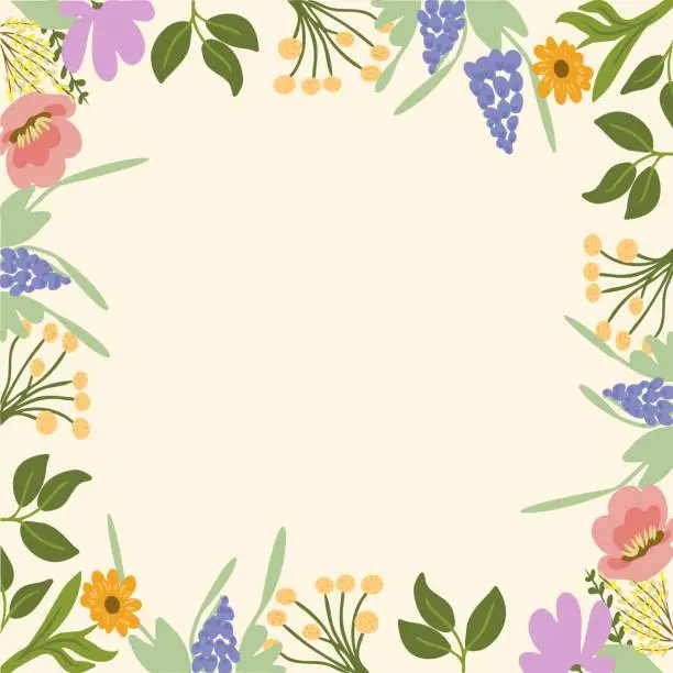 Vector illustration of Spring flower frame for quote clip art