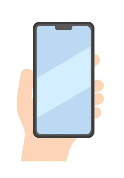 Vector illustration of Illustration of a hand holding a smartphone