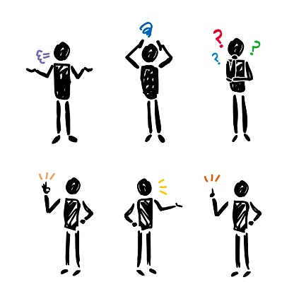 Silhouette illustration variation set of various emotional expressions
