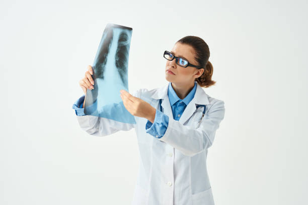 female doctor in white coat x-ray diagnostics treatment. High quality photo