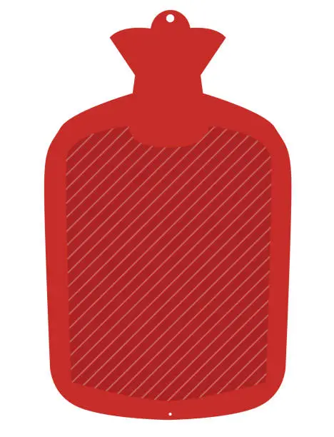 Vector illustration of Red rubber medical hot-water bottle filled with water icon. Hot Water Bottle sign. Hot and cold therapy symbol.