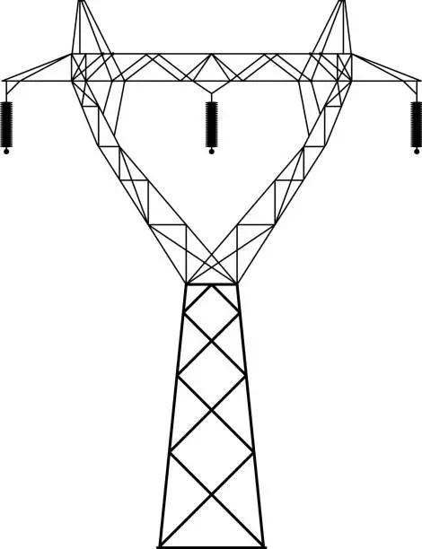 Vector illustration of Electricity Pylon (Transmission Tower) Silhouette
