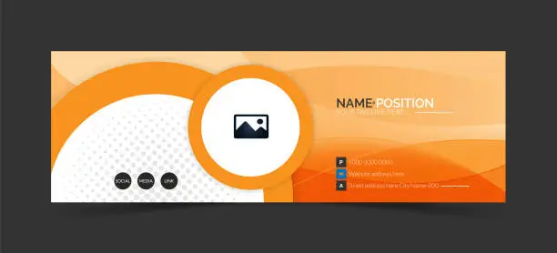 Vector illustration of Email signature template and personal social media cover, banner design