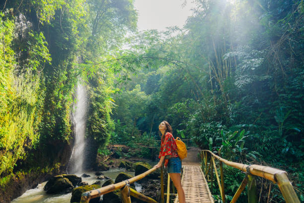 istock Woman walking near the refreshing waterfall on Bali 2054690285