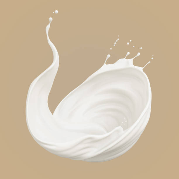 istock Milk splash isolated on brown background, yogurt or milk cream 3d illustration. 2054735361