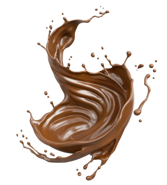 istock Dark Chocolate splash, Chocolate Milk or Syrup Flowing, 3d illustration. 2054736429