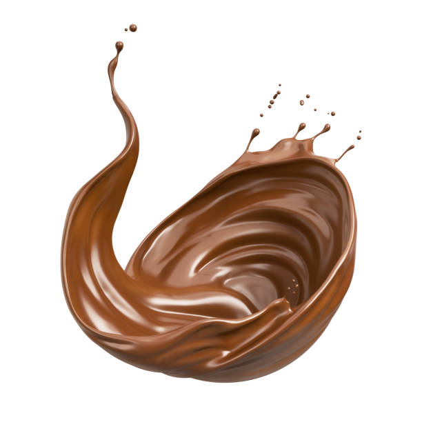 istock Dark Chocolate splash, Chocolate Milk or Syrup Flowing, 3d illustration. 2054736766