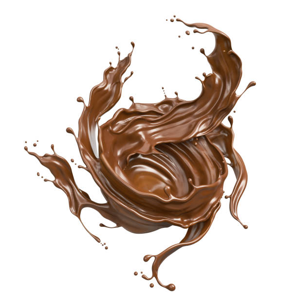 istock Dark Chocolate splash, Chocolate Milk or Syrup Flowing, 3d illustration. 2054736797