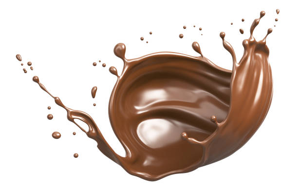 istock Dark Chocolate splash, Chocolate Milk or Syrup Flowing, 3d illustration. 2054736901