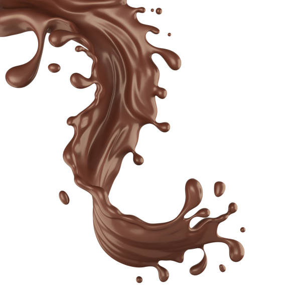 istock Dark Chocolate splash, Chocolate Milk or Syrup Flowing, 3d illustration. 2054770633