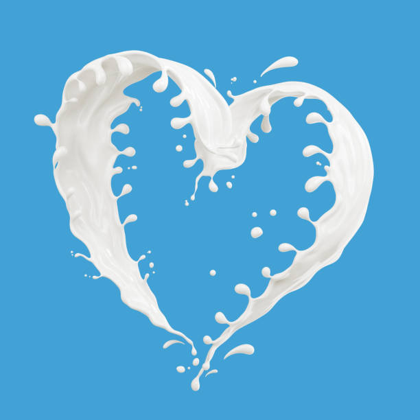 istock Milk splash in the shape of a heart include clipping path, 3d rendering. 2054771656