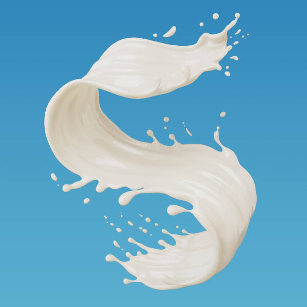 istock milk or white liquid splash isolated on blue background, 3d rendering. 2054771659