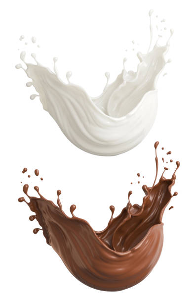 istock Milk and Chocolate splash, Milkshake and Cocoa pouring, include Clipping path, 3d illustration. 2054788993