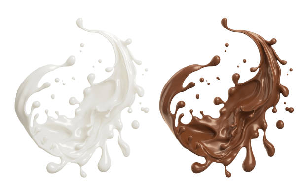 istock Milk and Chocolate splash, Milkshake and Cocoa pouring, include Clipping path, 3d illustration. 2054789028