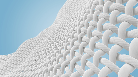 Macro fabric fiber, Close-up of White Cloth or woven textile Fiber, 3d illustration.
