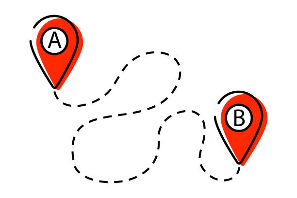 istock Optimization of cargo transportation route from point A to point B. Transport logistics. Logistics planning services. Business vector illustration, flat design element. Isolated background. 2054815488