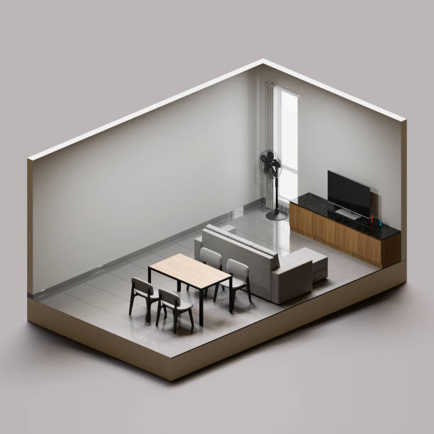 istock Living Room Isometric 3D Render Illustration 04 2054821336