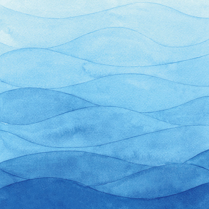 Blue watercolor wave pattern background.