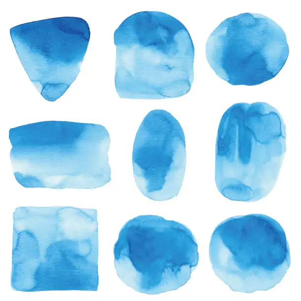 Vector illustration of Set of Blue Watercolor Shapes