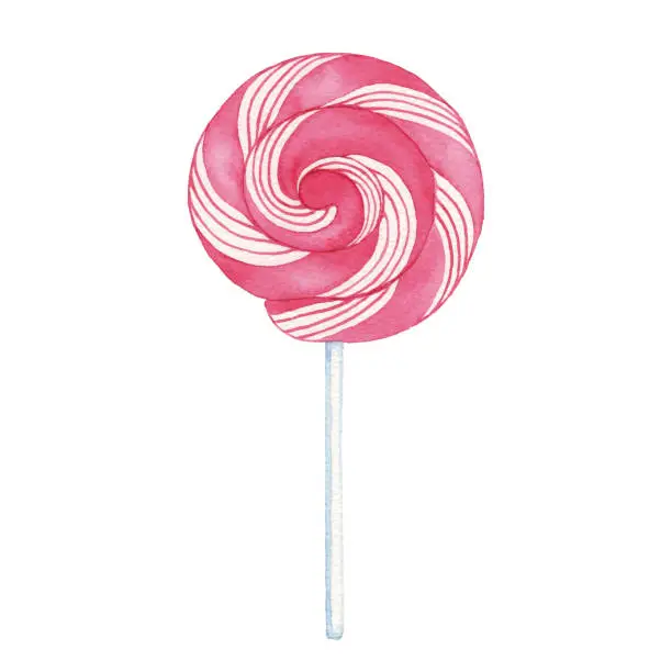 Vector illustration of Watercolor Pink Lollipop