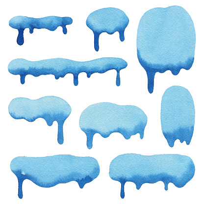 Watercolor blue drip shapes.