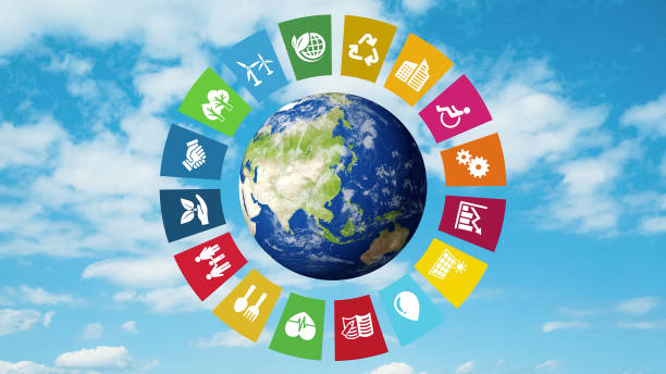 istock Sustainable society concept. Environmental technology. Sustainable development goals. SDGs. Elements of this image furnished by NASA. 3D rendering. 2054853194