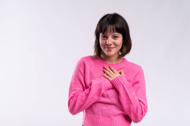 istock Surprised woman gesturing hands on chest 2054886900