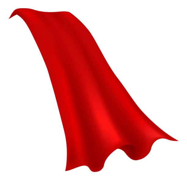 istock Red cape. Realistic draped scarlet cloak isolated on white background. Masquerade and carnival mantle costume. Drapery velvet luxury cloth. Royal wavy curtain, elegant satin vector element 2054902903