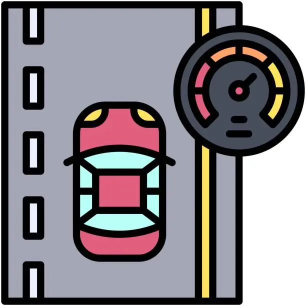 Vector illustration of Speed limit icon, car accident and safety related vector illustration