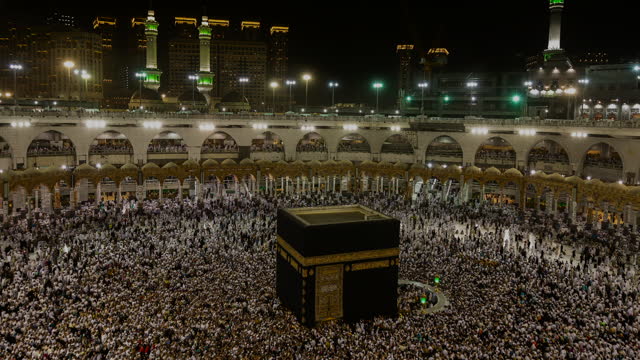 Ramadan is coming :Muslim pilgrims touring the holy Kaaba in Mecca in Saudi Arabia