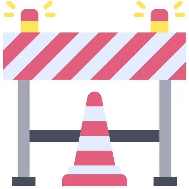 Vector illustration of Road barriers icon, car accident and safety related vector illustration