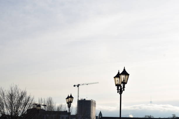 Koblenz, Germany - 12/07/2023: crane above the street lamps