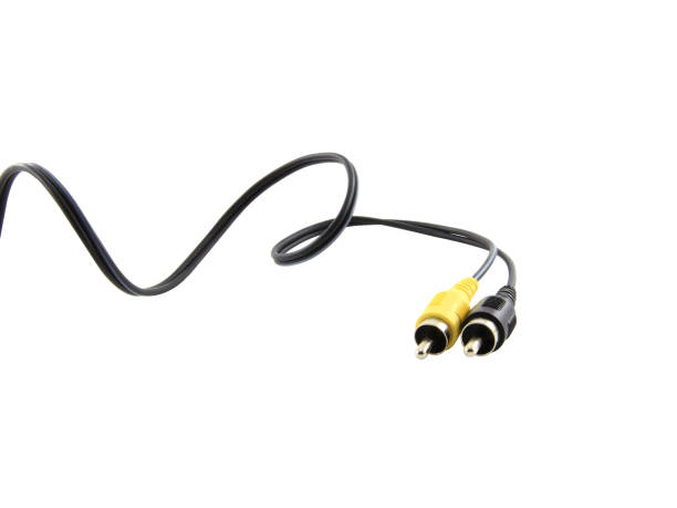 istock Black and yellow wire cable of usb and adapter isolated on white background.Electronic Connector.Selection focus. 2054947421