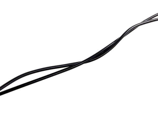 istock Black wire cable of usb and adapter isolated on white background with clipping path.Selection focus. 2054948487