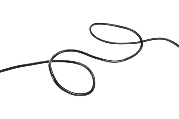istock Black wire cable of usb and adapter isolated on white background with clipping path.Selection focus. 2054948490